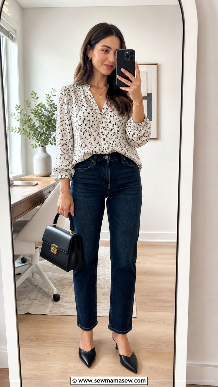 Blouse with Jeans and Mules - 40 cute work outfits