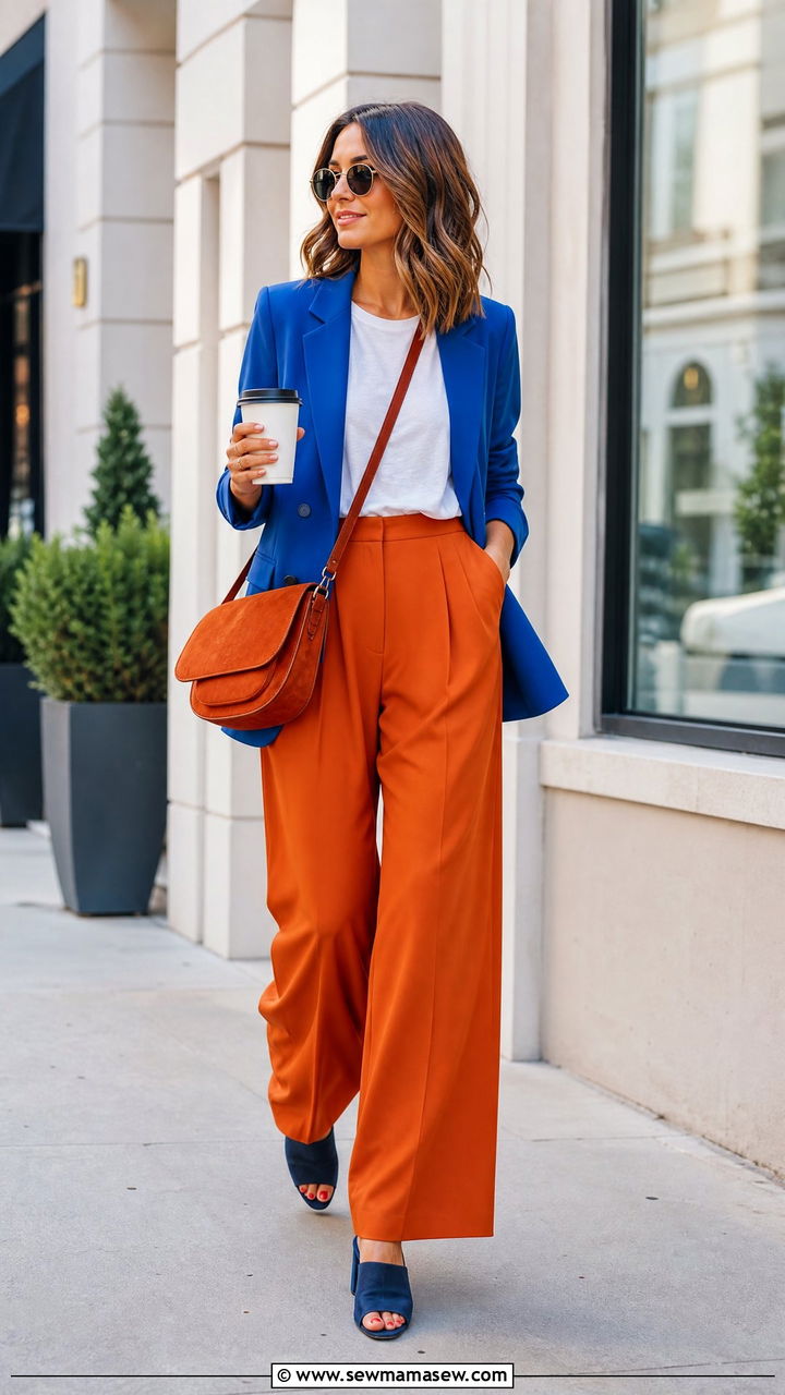 Blue And Orange Color Block Outfit - 30 Color blocking outfit ideas