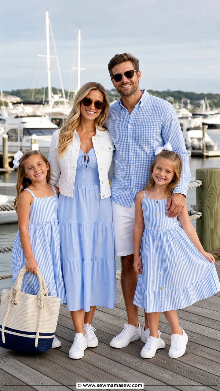 Blue and White Coastal Matching Family Outfits - 30 Matching summer family outfits