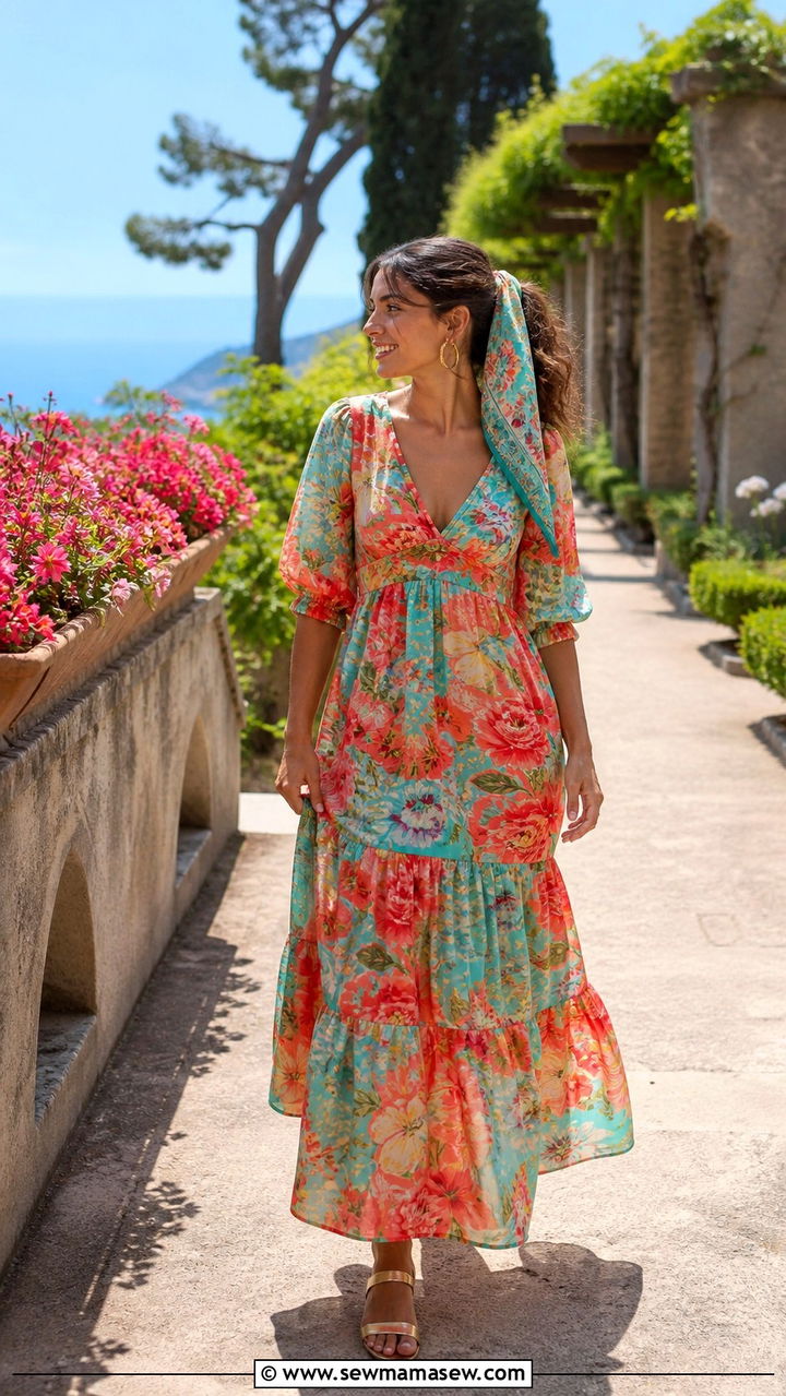 Blue and White Maiolica Print Midi Dress - 40 What to wear in Amalfi Coast