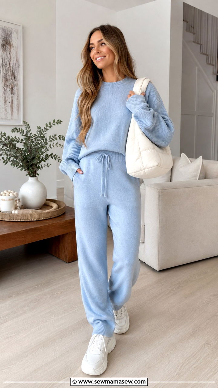 Blueberry Milk Matching Knit Lounge Set - 40 Blueberry milk outfit ideas