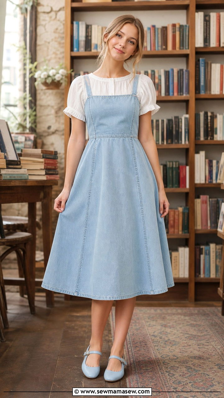 Blueberry Milk Pinafore Dress and Blouse - 40 Blueberry milk outfit ideas