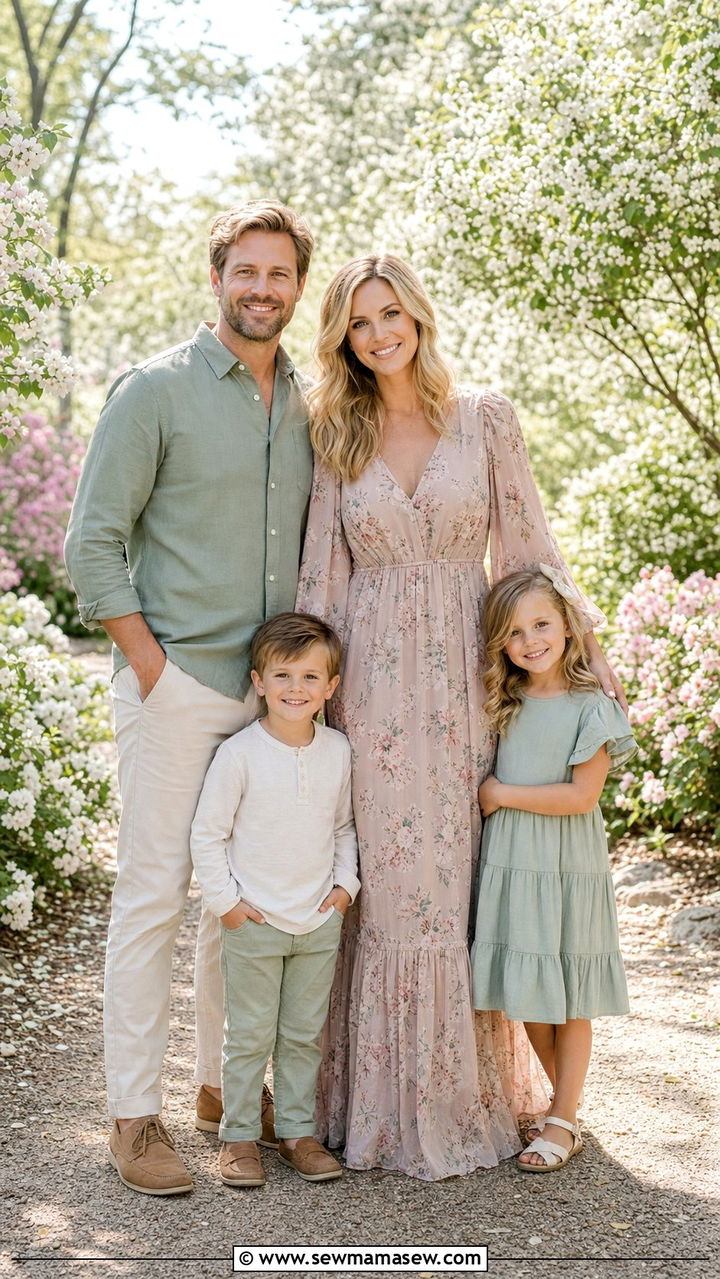 Blush Floral Maxi Dress Family Photo Outfit - 25 Family photo outfit ideas matching