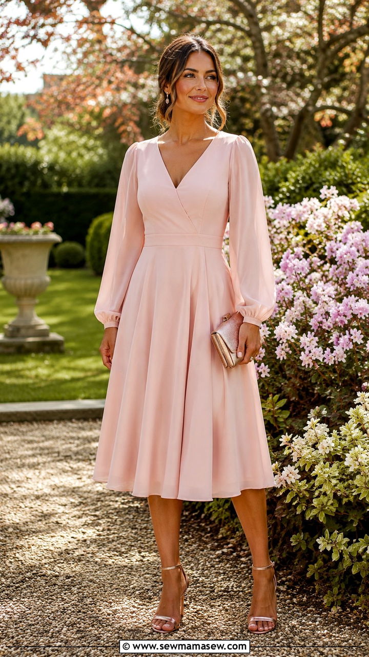Blush Pink A Line Dress for Sister of the Bride - 20 Modest outfit ideas for sister of the bride