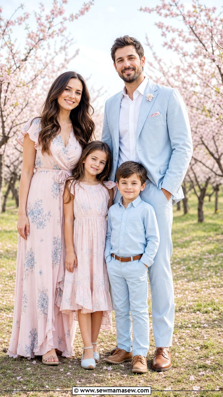 Blush Pink And Baby Blue Family Photo Outfit - 25 Family photo outfit ideas matching