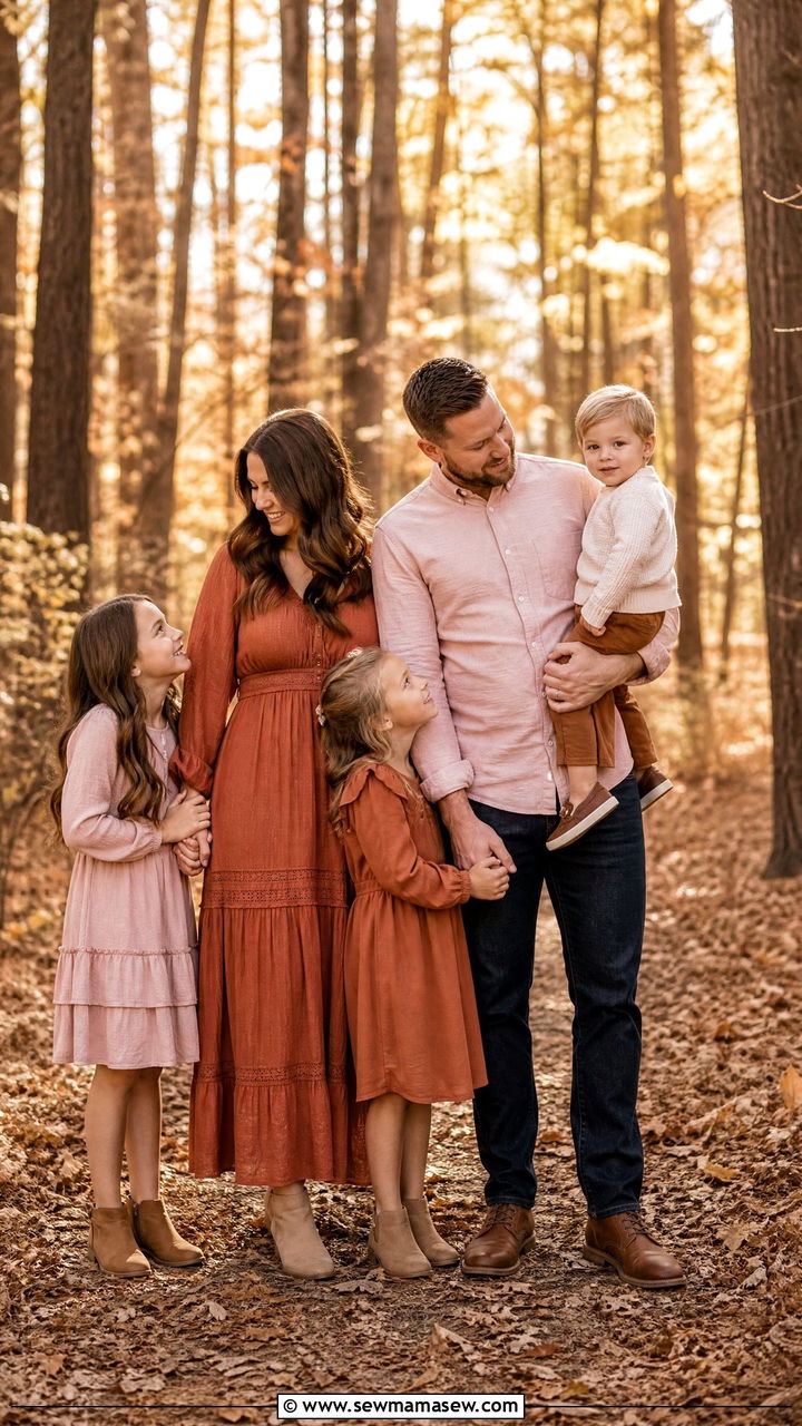 Blush Pink And Rust Family Photo Outfits - 30 Elegant family photo outfit ideas