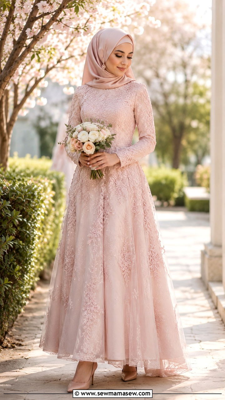 Blush Pink Bridal Nikkah Gown - 20 Modest outfit ideas for Nikkah