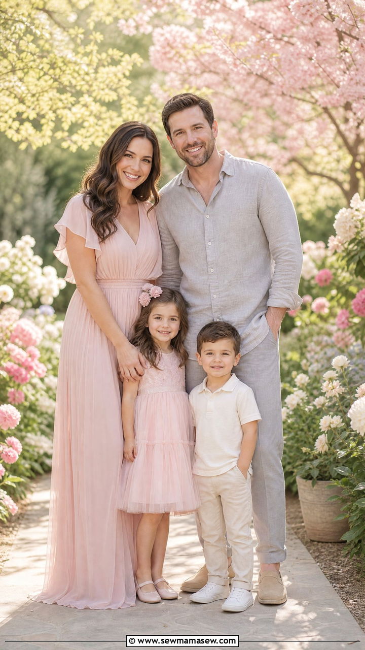 Blush Pink Family Photo Outfits - 30 classy family photo outfits