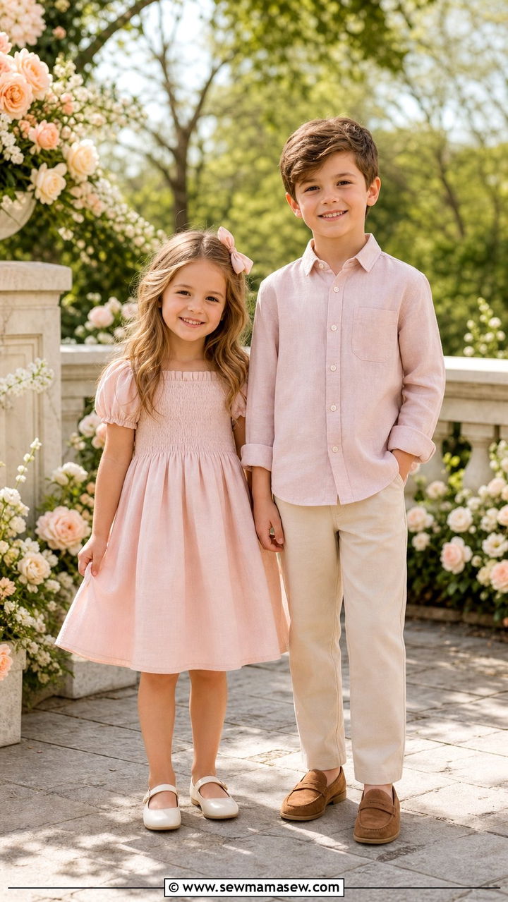 Blush Pink Sibling Matching Outfits - 25 Spring sibling outfit ideas