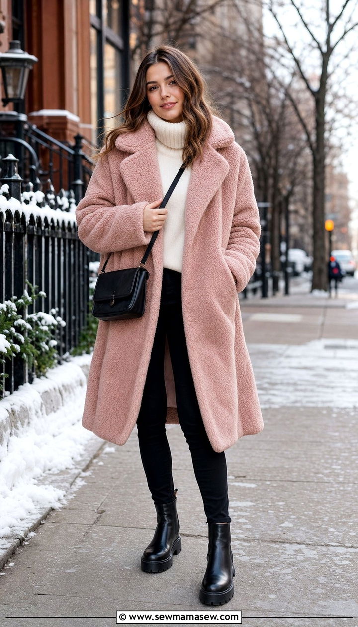 Blush Pink Teddy Coat Outfit - 35 Blush outfit ideas