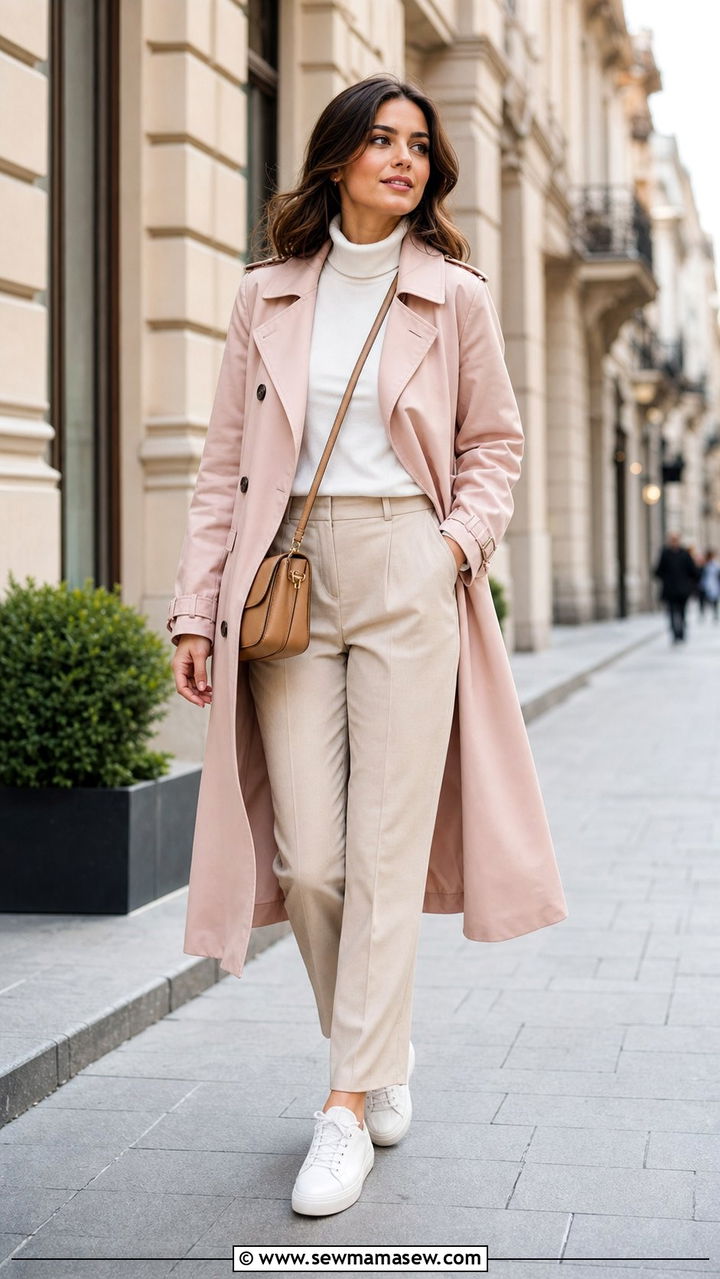 Blush Pink Trench Coat Outfit - 35 Blush outfit ideas