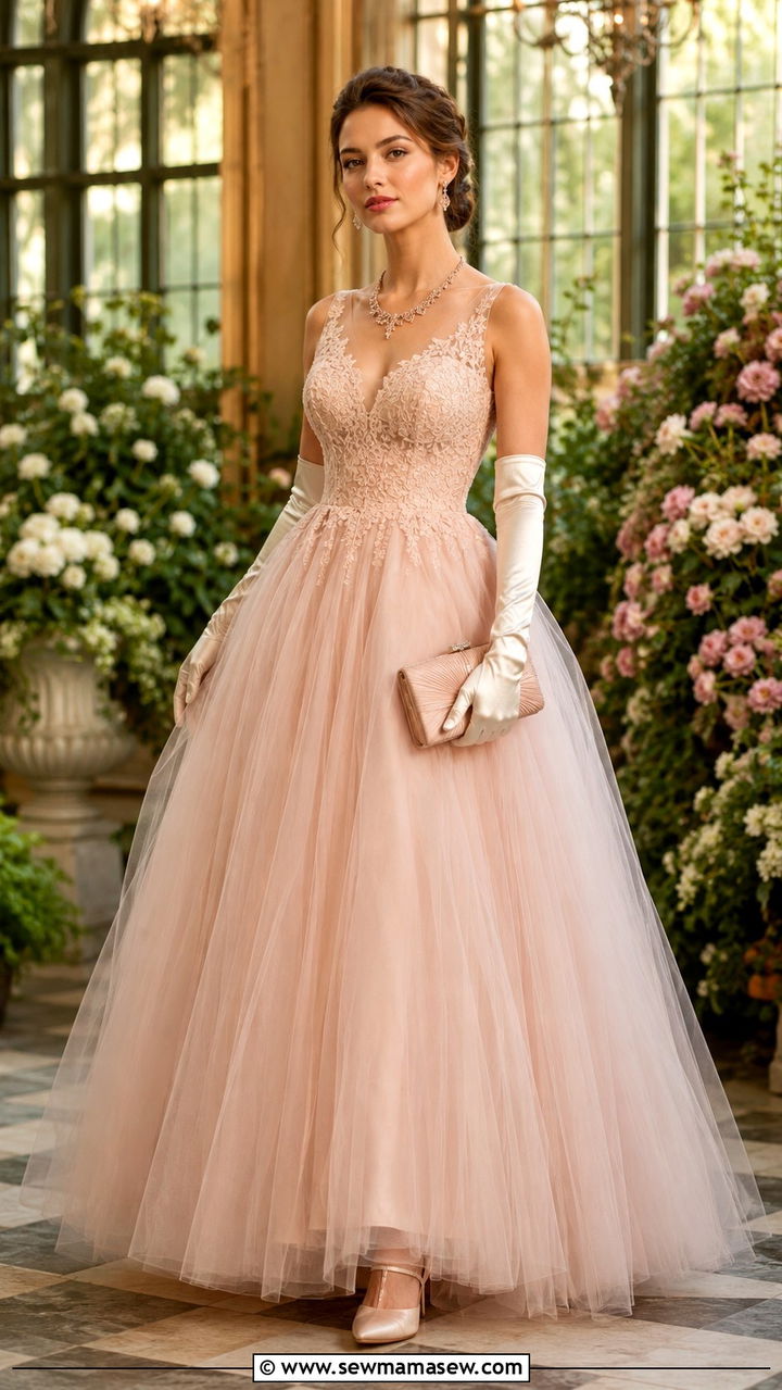 Blush Pink Tulle Ball Gown White Tie - 25 White tie event outfit ideas