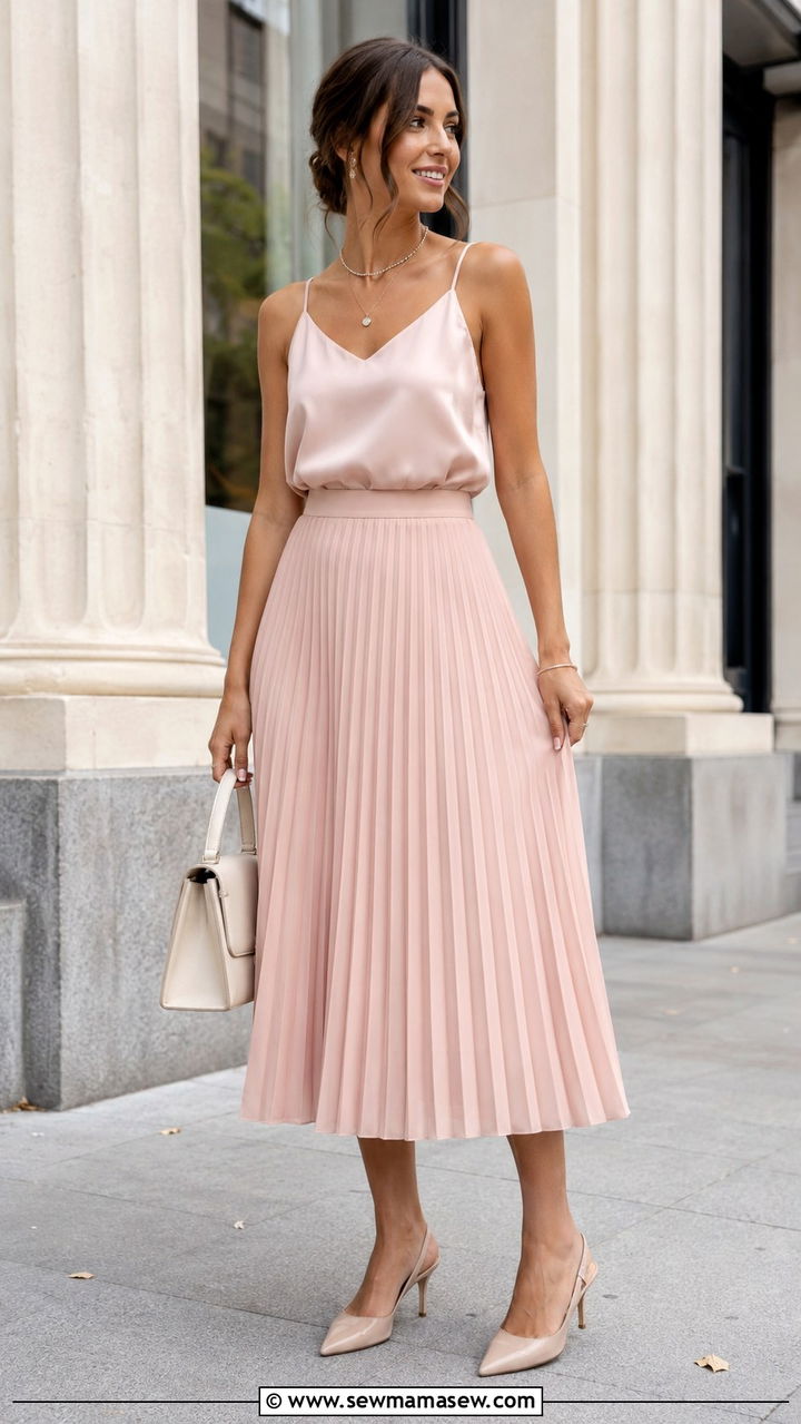 Blush Pleated Skirt Outfit Wedding Guest - 25 Blush wedding guest dress outfit ideas