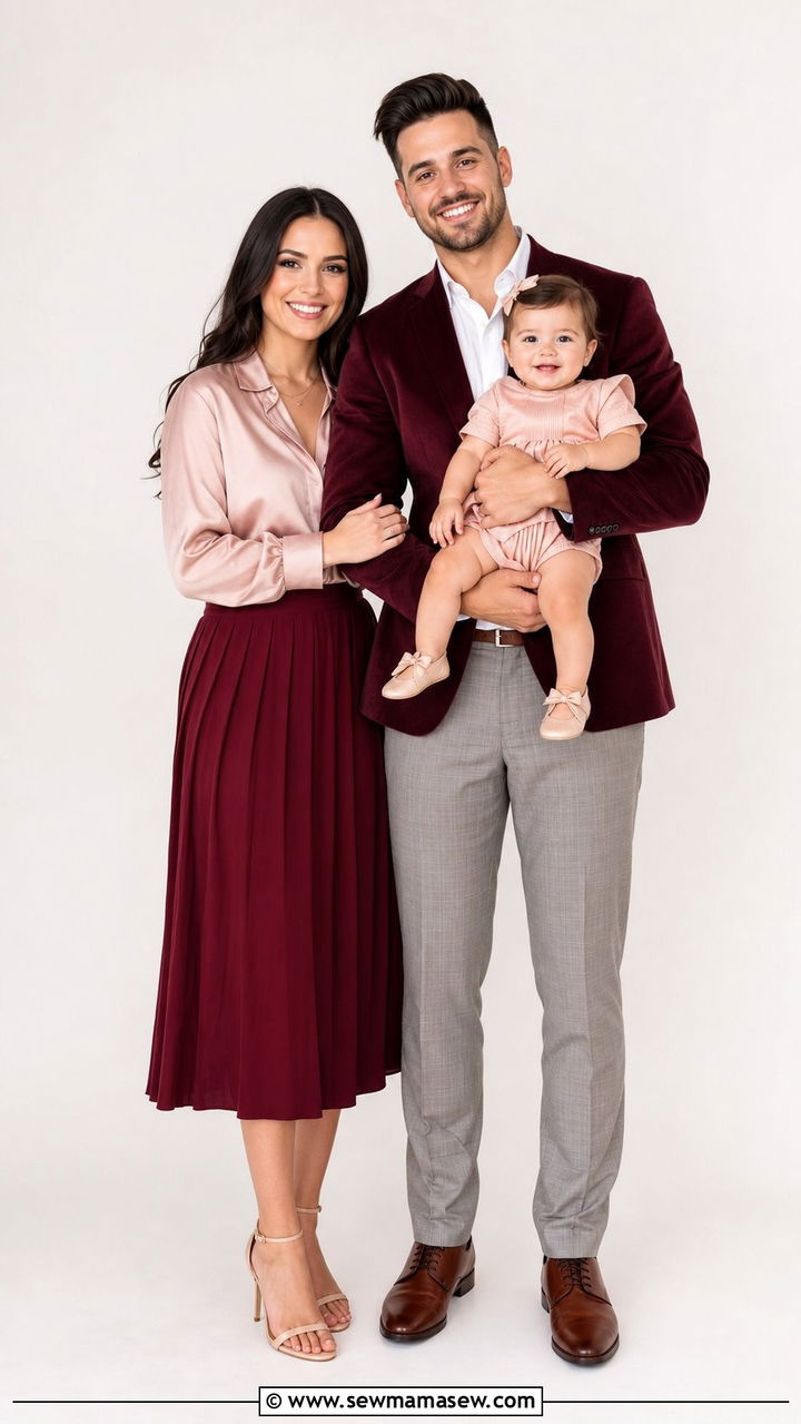 Blush and Burgundy Family Photo Outfits - 25 family photo outfits Pinterest