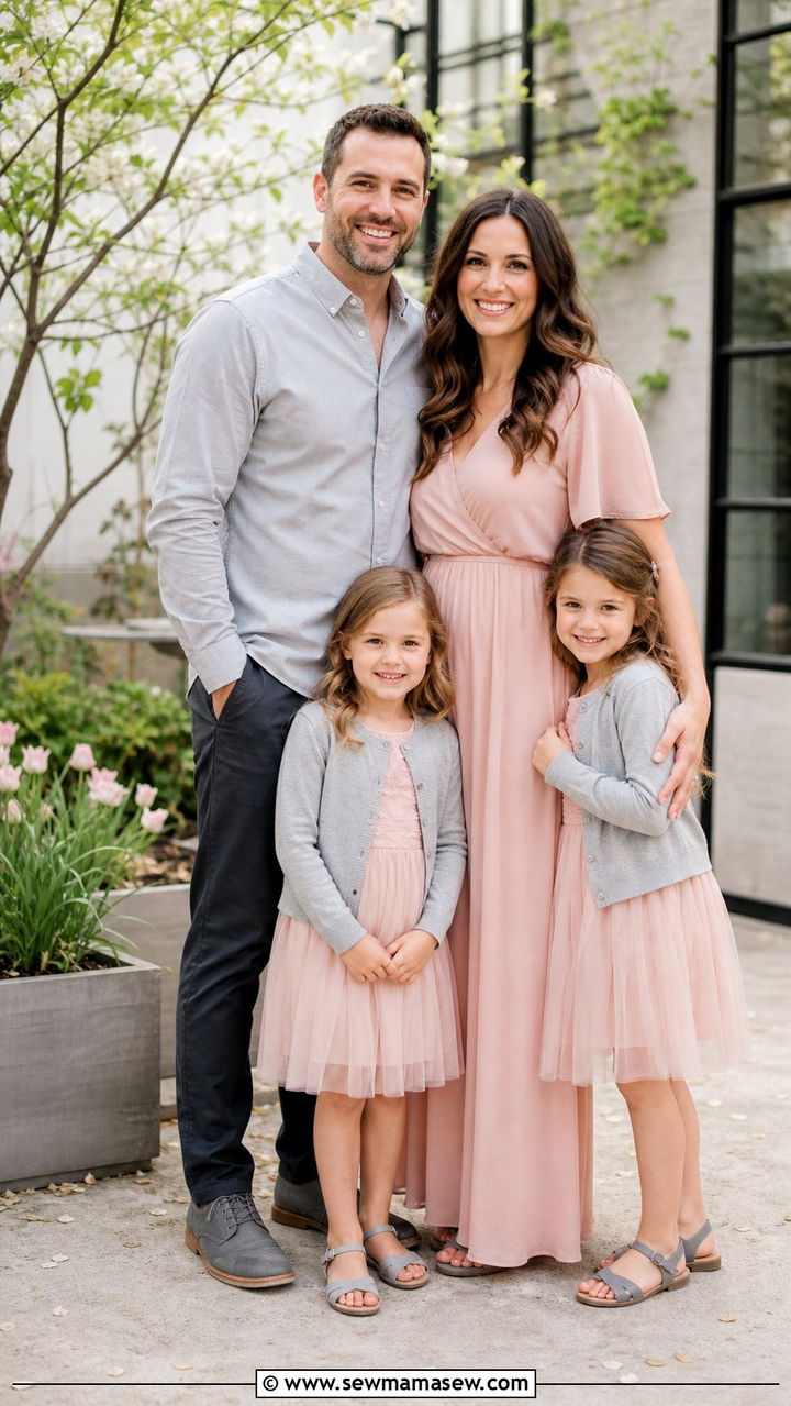 Blush and Gray - 40 Spring family photo outfits