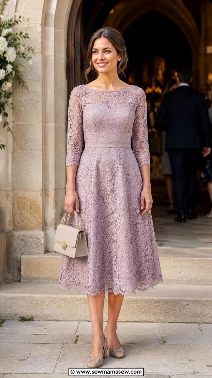 Boat Neck A Line Dress for Pear Shape Wedding Guest - 25 Wedding guest outfit ideas pear shape