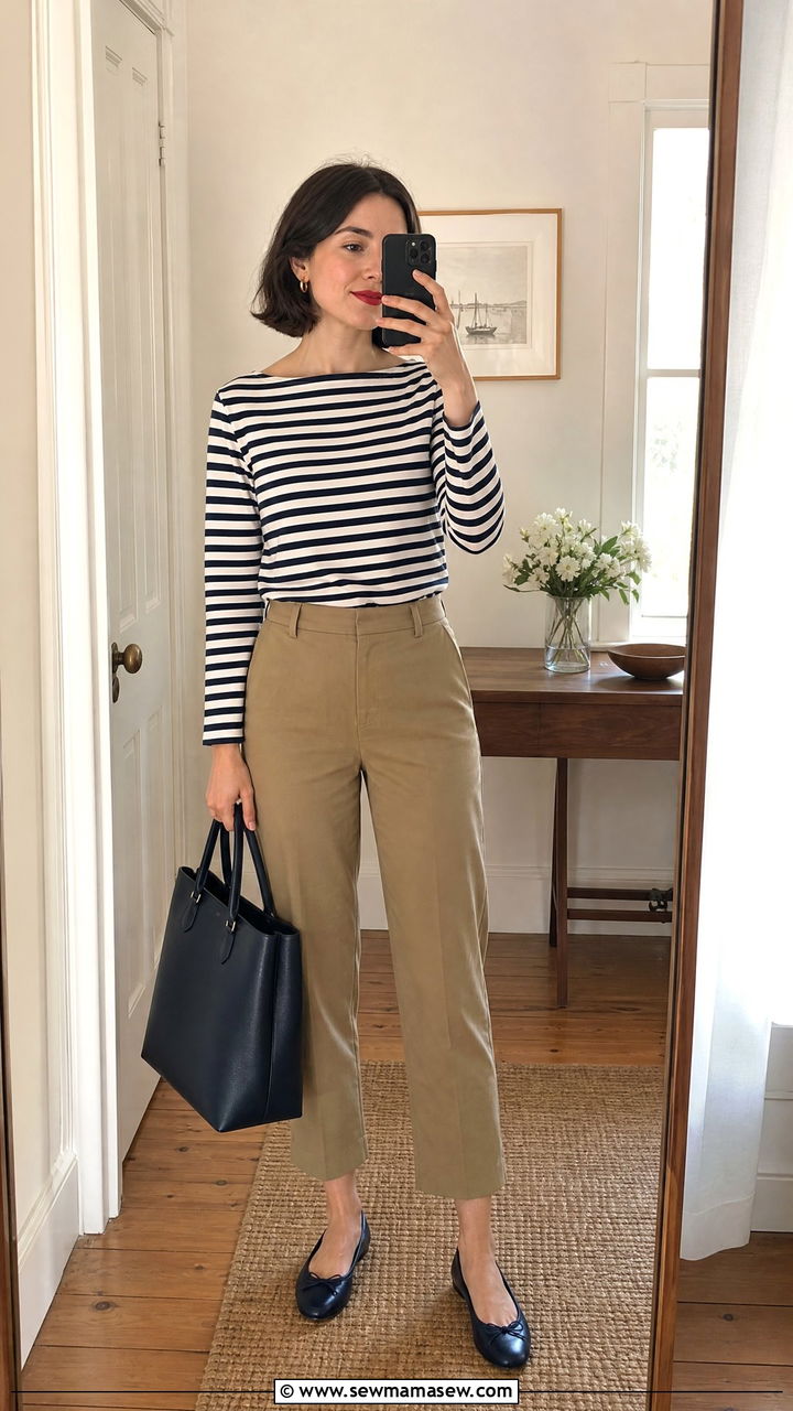 Boat Neck Top And Cropped Trousers Outfit For Flat Chest - 25 Outfits for flat chest