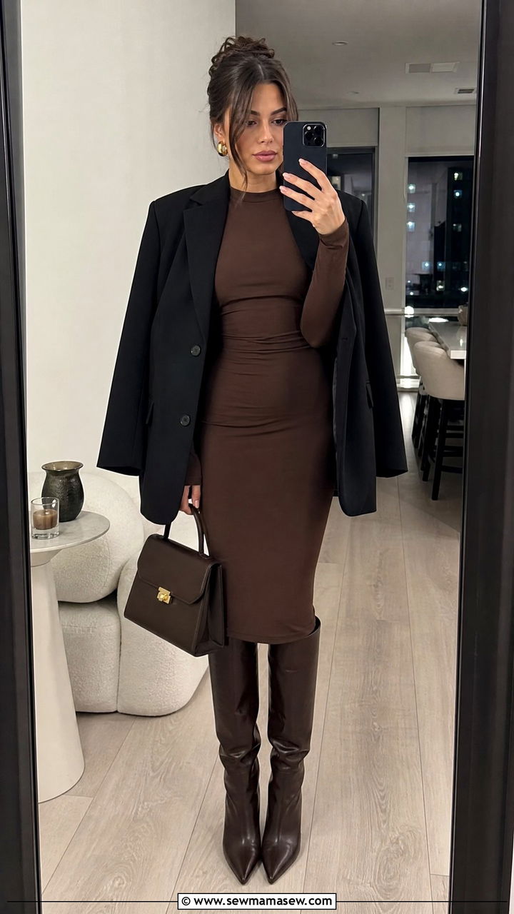 Bodycon Dress With Knee High Boots - 25 Knee high boots outfit ideas with a dress