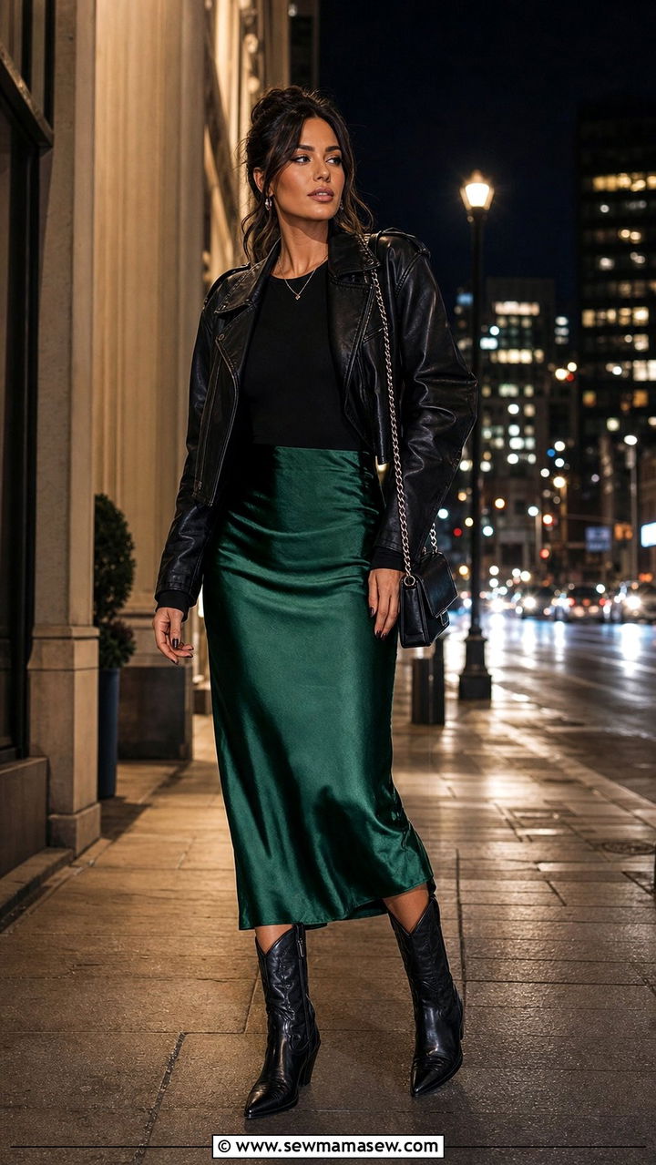 Bodysuit And Midi Skirt With Cowboy Boots Outfit - 25 Cowboy boots outfit ideas with a skirt