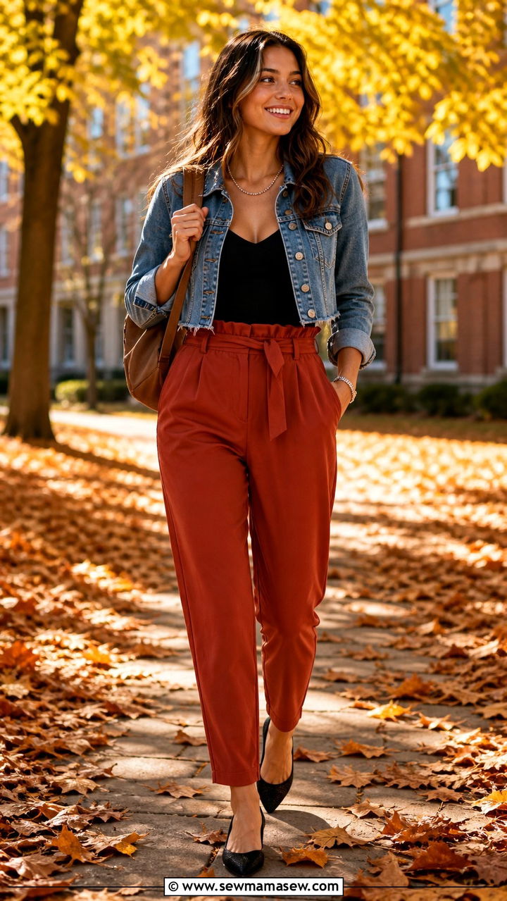 Bodysuit And Paperbag Trousers Outfit - 40 back to school outfits 2026