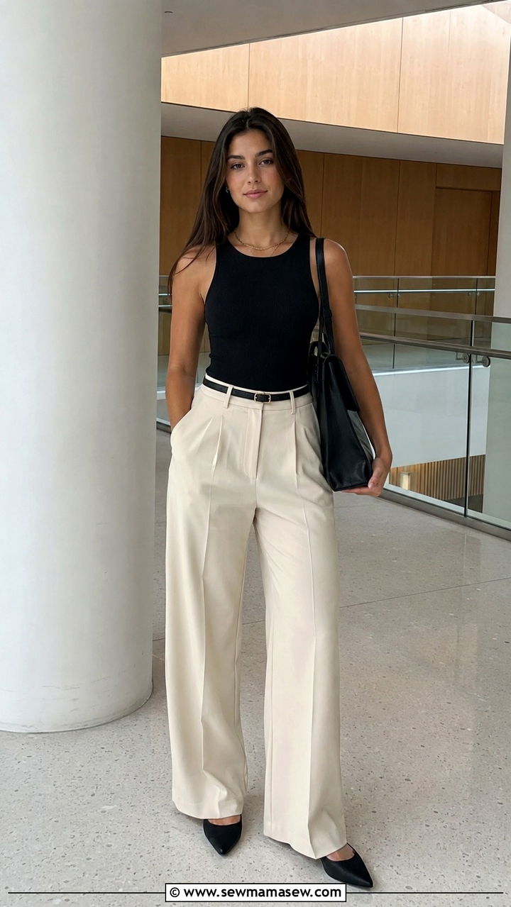 Bodysuit and High Waisted Trousers - 30 Outfit ideas for college girls