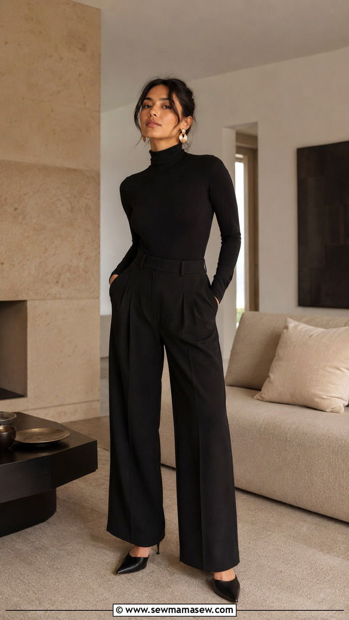 Bodysuit and Tailored Wide Leg Pants Petite - 25 Petite outfit ideas with wide leg pants