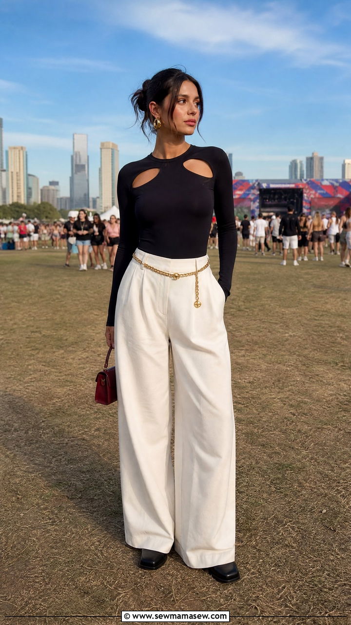 Bodysuit and Wide Leg Trousers Outfit - 25 Governor's Ball outfit ideas