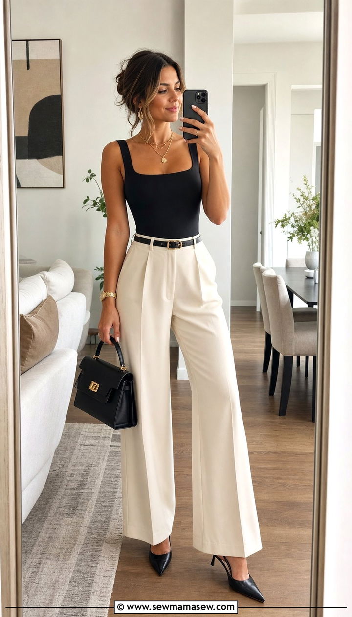 Bodysuit and high waisted pants outfit women 30s - 25 Cute outfits for women in their 30s