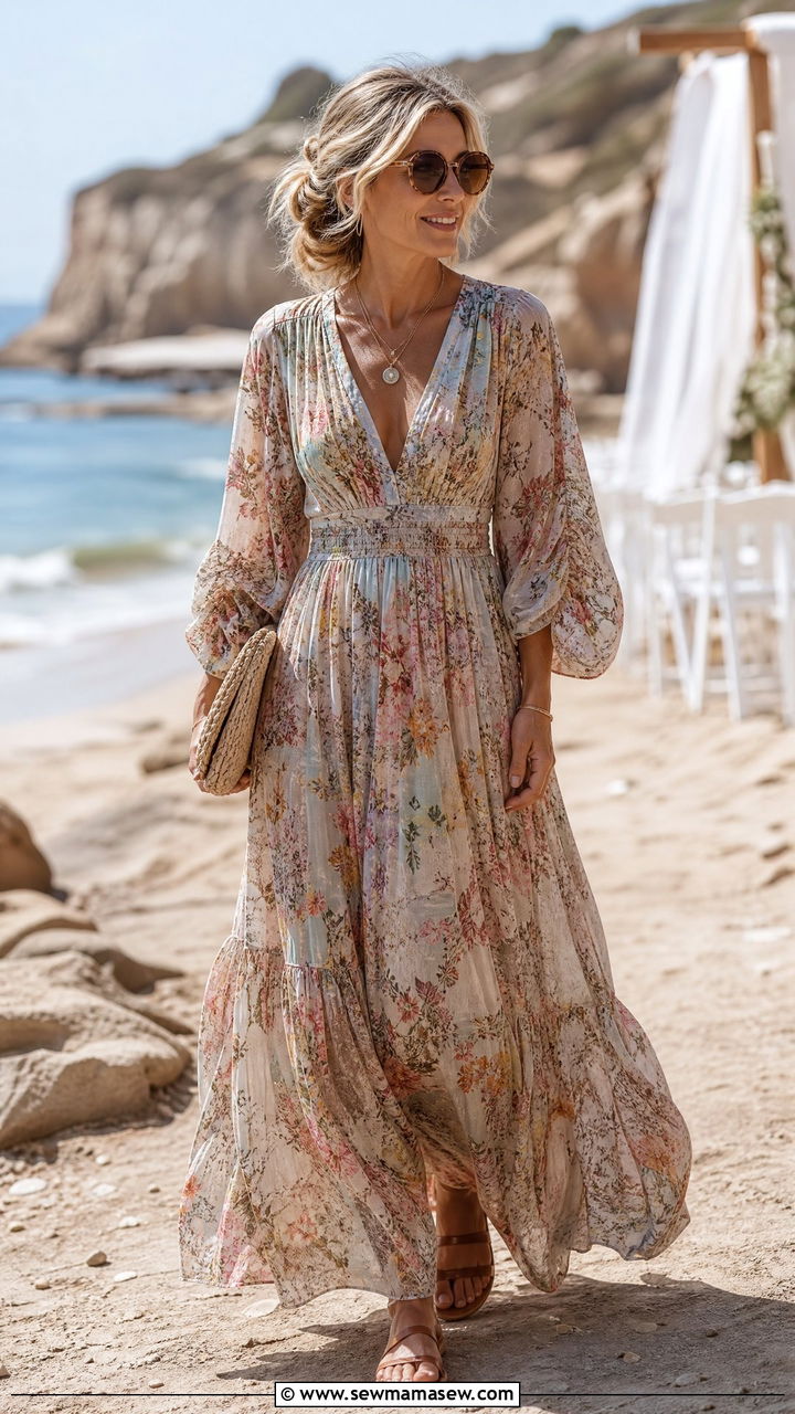 Bohemian Maxi Dress Wedding Guest Over 40 - 20 summer wedding guest outfits for women over 40