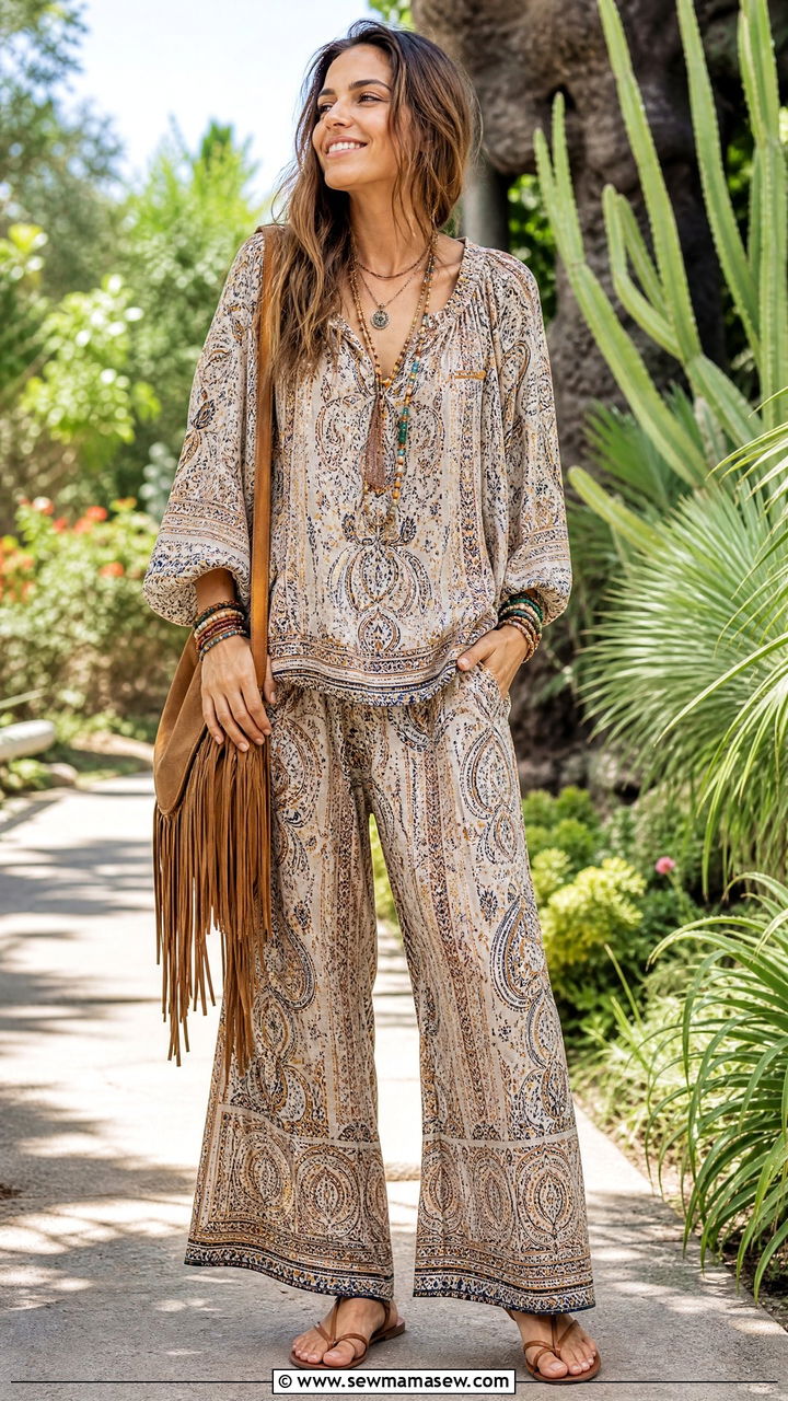 Bohemian Print Two Piece Brunch Set - 30 Matching set outfit ideas for brunch