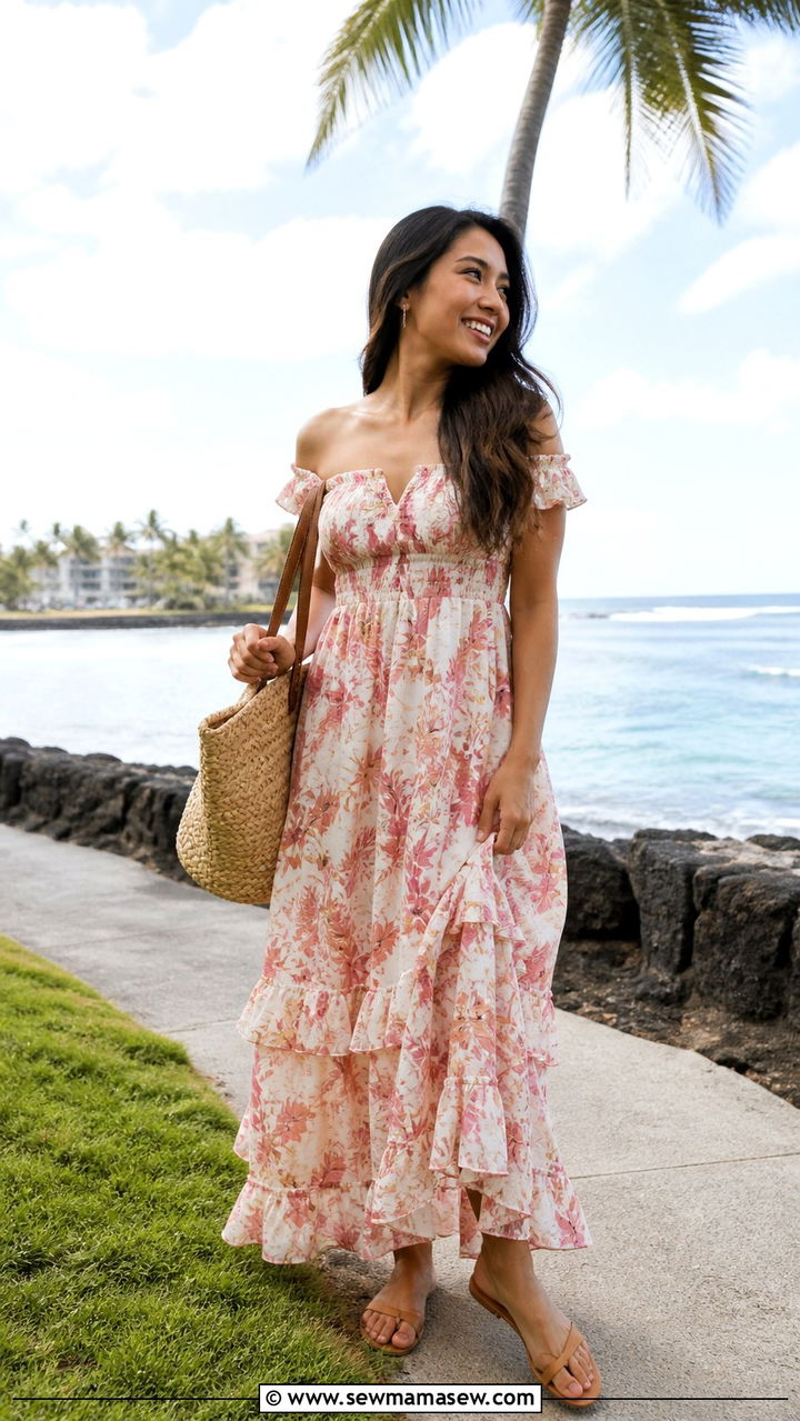 Bohemian Ruffle Muumuu - 40 Summer Hawaii outfit ideas