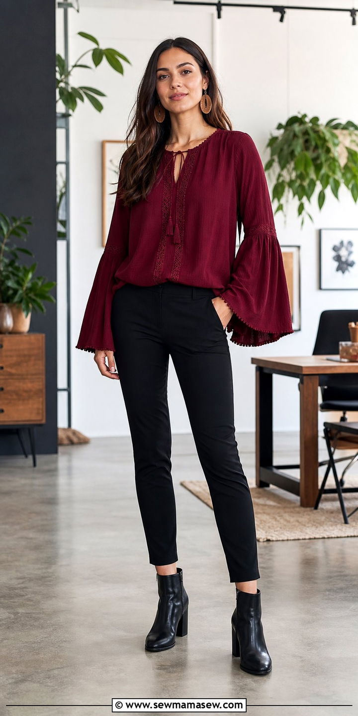 Boho Chic Bell Sleeve Blouse Outfit - 35 boho chic outfits for women