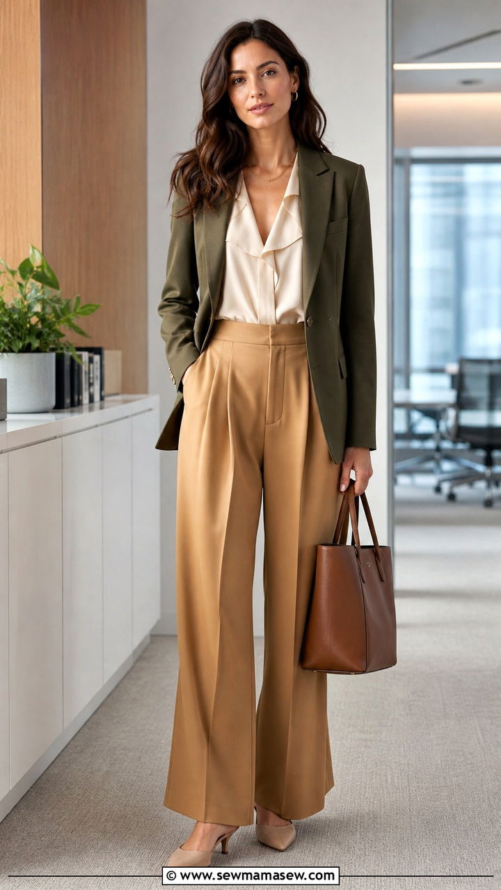 Boho Chic Blazer And Flowy Trousers Work Outfit - 40 boho chic outfit ideas