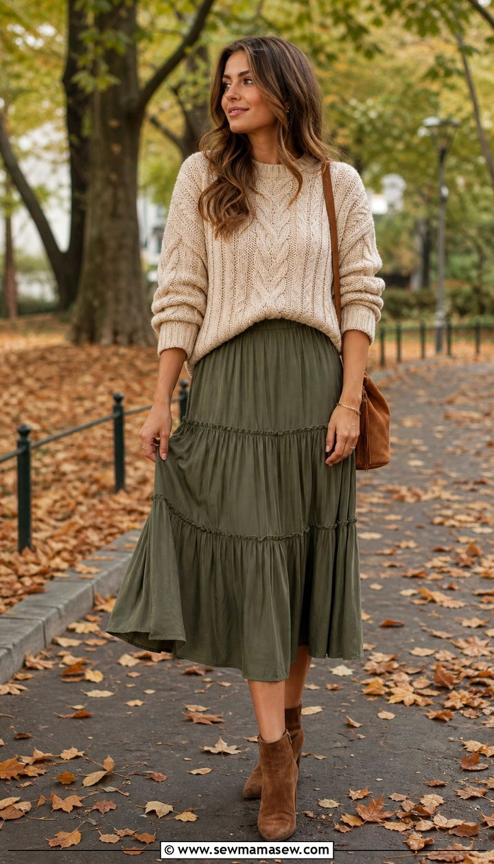 Boho Chic Knit Sweater And Midi Skirt - 35 boho chic outfits for women