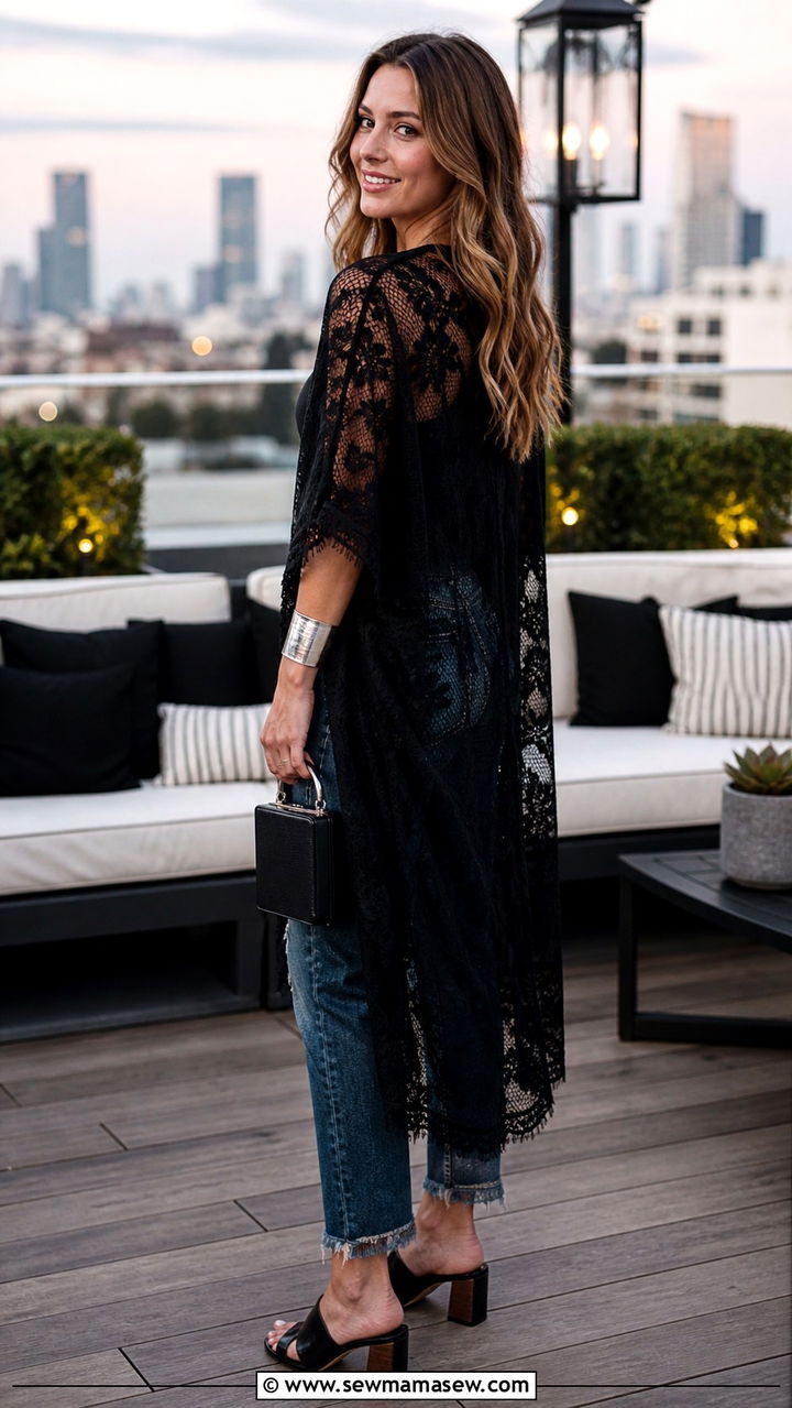 Boho Chic Lace Kimono Cover Up Outfit - 40 Boho chic outfit ideas 2026