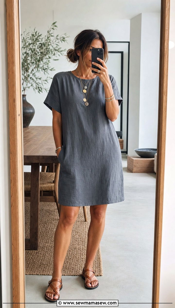 Boho Chic Linen Dress With Jewelry - 35 boho chic outfits for women