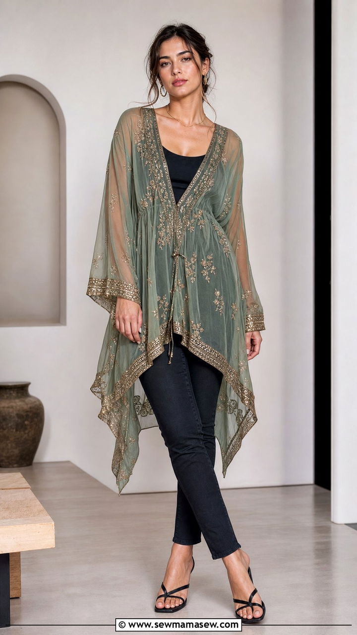 Boho Chic Sheer Tunic And Jeans - 35 boho chic outfits for women