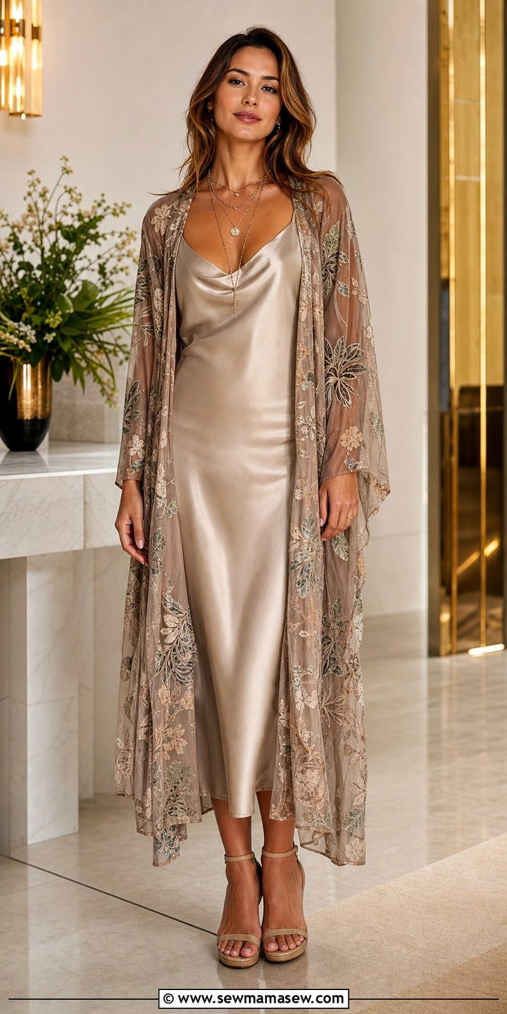 Boho Chic Slip Dress With Kimono - 35 boho chic outfits for women