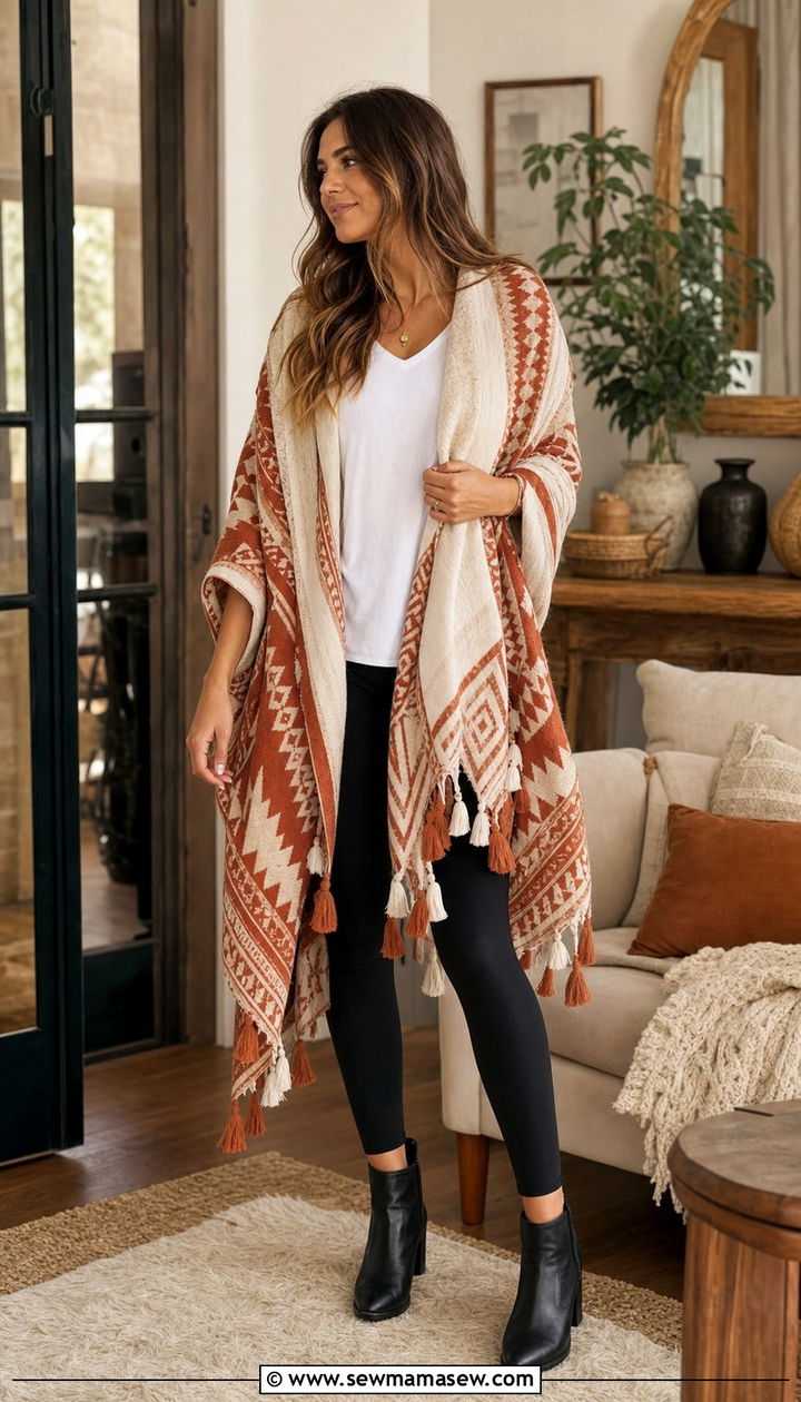 Boho Chic Tassel Shawl Outfit - 35 boho chic outfits for women