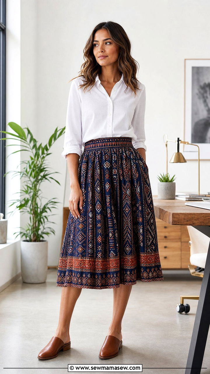 Boho Chic Tribal Print Skirt Outfit - 35 boho chic outfits for women