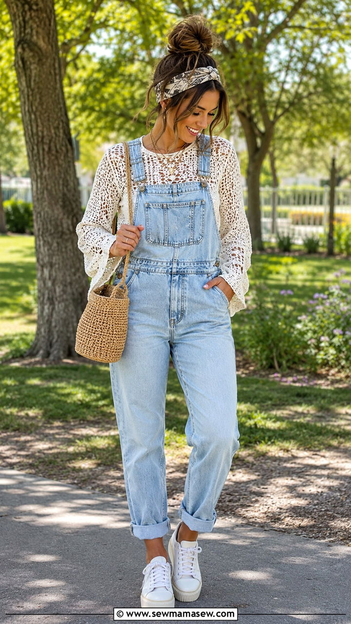 Boho Crochet Top And Crochet Pants Set - 25 Boho outfit ideas with crochet top