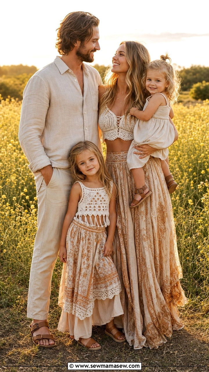 Boho Flowy Maxi Skirt Family Photo Outfit - 25 Family photo outfit ideas matching