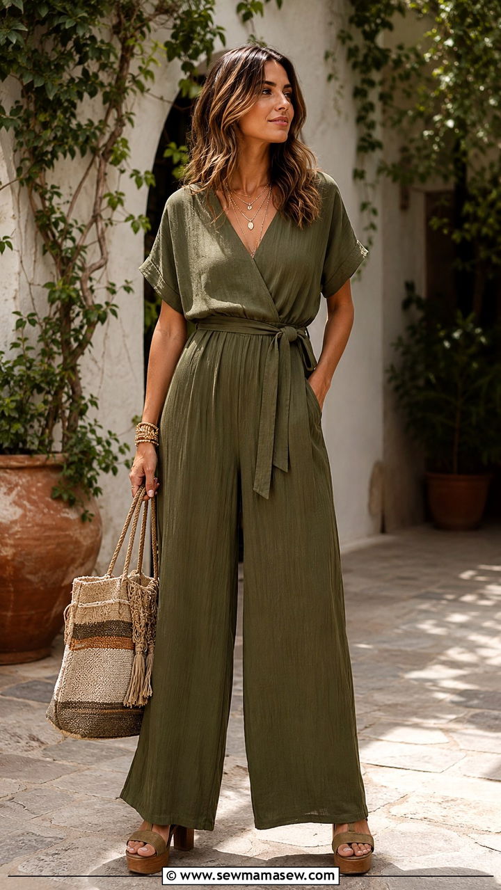 Boho Jumpsuit with Platform Sandals - 30 classy boho chic outfits