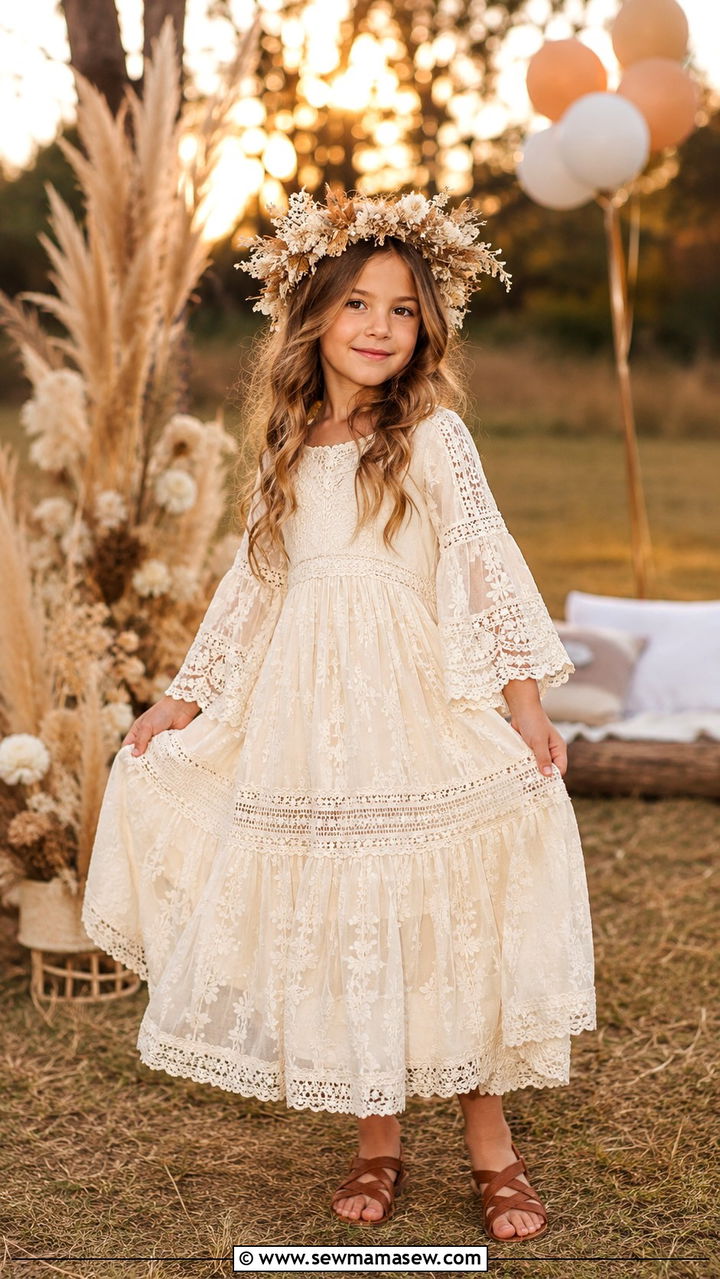 Boho Lace Dress Birthday Outfit for Girl - 30 Kids birthday outfit ideas