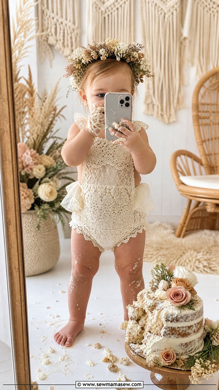Boho Lace Romper Cake Smash Outfit - 25 Cake smash outfit ideas