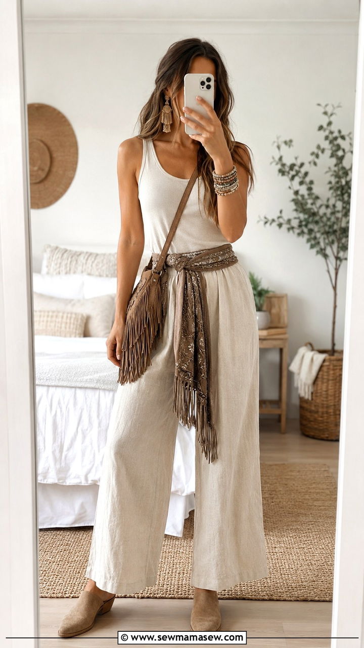Boho Layered Outfit With Fringe Accessories - 25 Boho outfit ideas with fringe