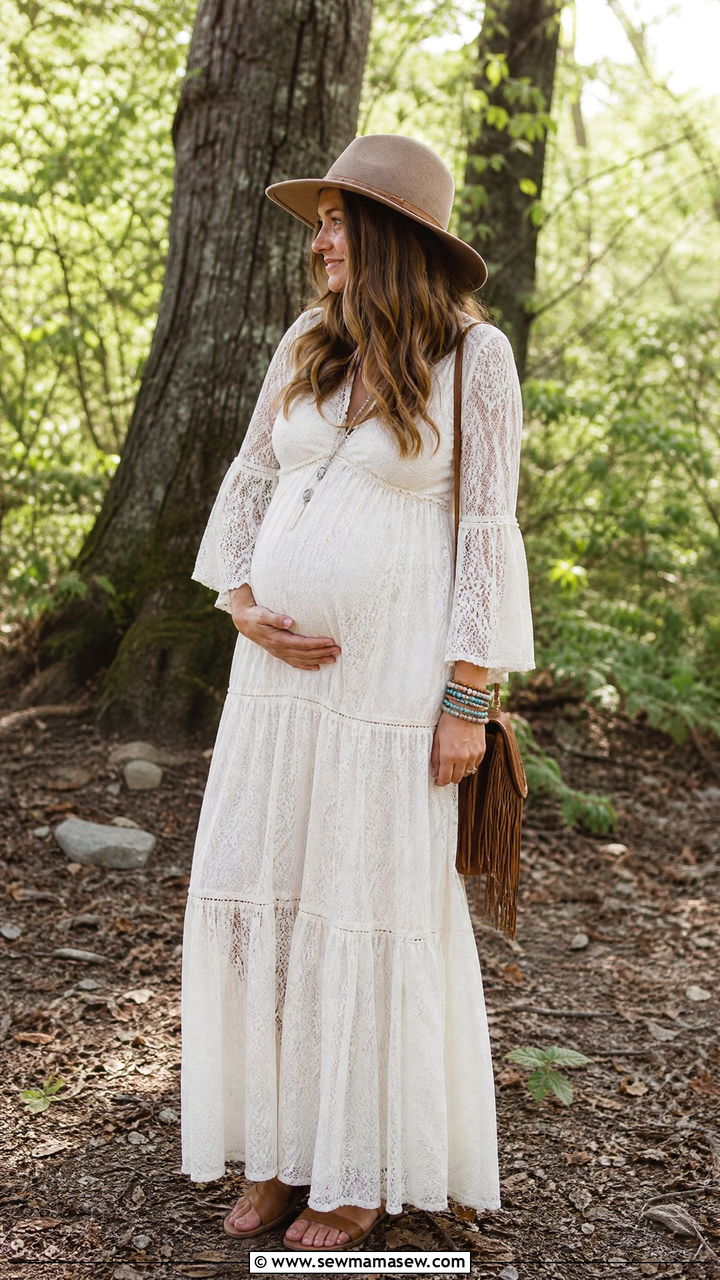 Boho Maternity Maxi Dress Baby Shower Look - 30 Maternity outfit ideas for baby shower