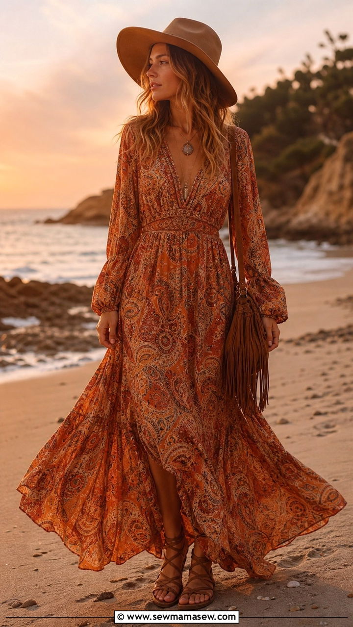 Boho Maxi Dress Beach Outfit - 40 Spring beach outfits