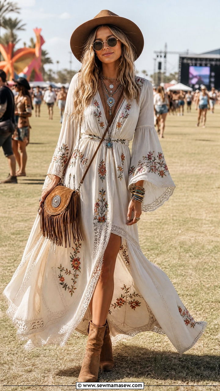 Boho Maxi Dress Festival Outfit - 35 maxi dress outfits inspo