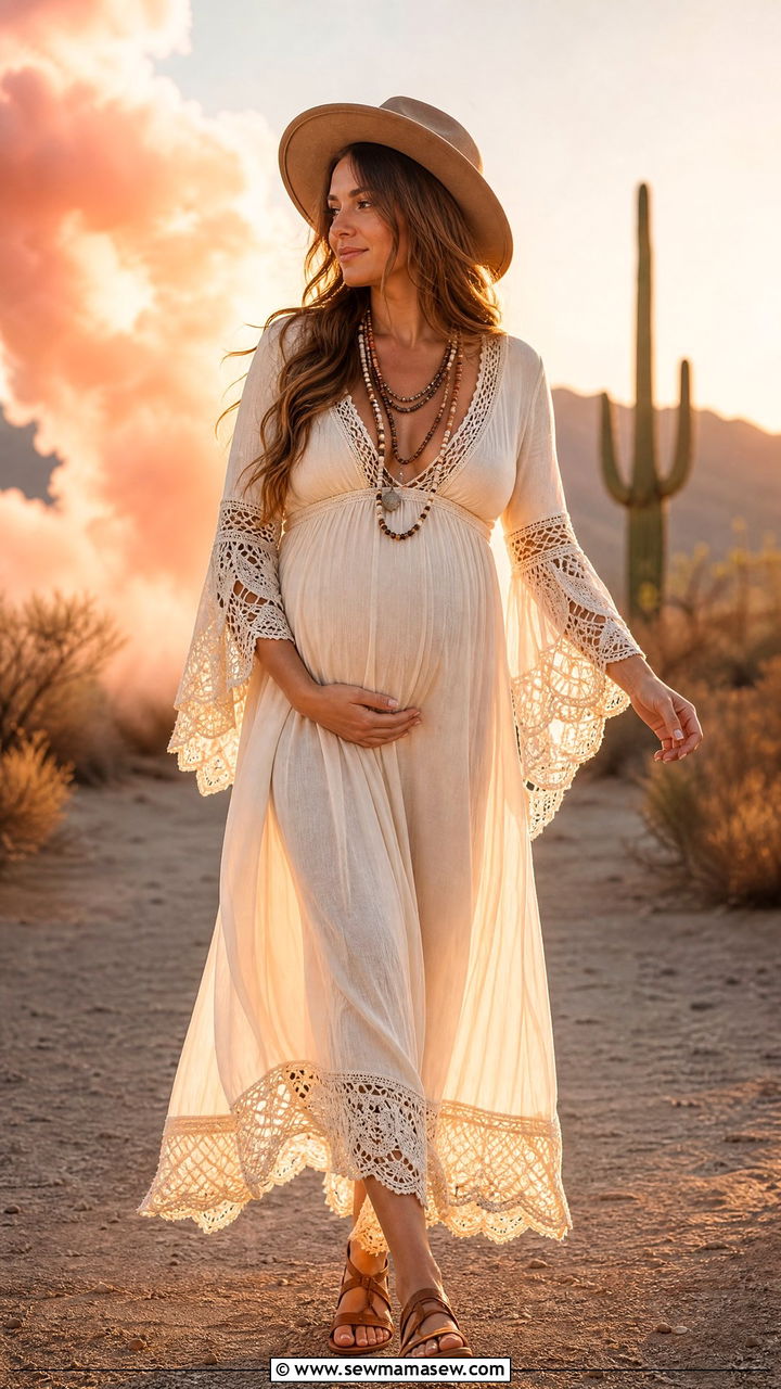 Boho Maxi Dress Gender Reveal Outfit - 30 Gender reveal photo outfit ideas